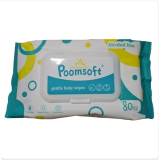 ไม่ซื้อคือพลาด ทิชชู่ เปียก 80แผ่น/ซอง Baby wipes กระดาษทิชชู่เปียก Poomsoft ถูกที่สุด ทิชชู่เปียก