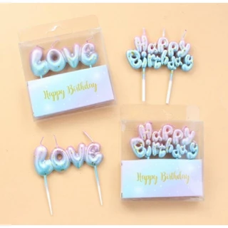 เทียนวันเกิด Happy Birthday เทียนLOVE สีพิเศษ(พร้อมส่ง)