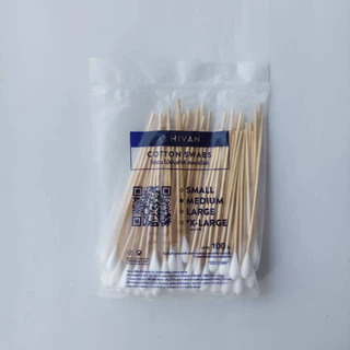 ไม้พันสำลี สำลีก้าน (100 ก้าน) สเตอไรด์ Cotton Swab 6 นิ้ว S,M,L ยี่ห้อ HIvan ใช้ทำแผล เช็ดหูหมาหมว