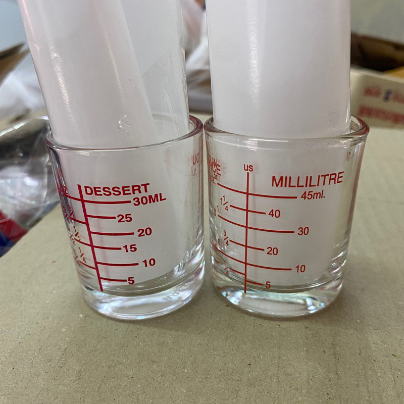 แก้วตวง ขนาด1 oz, 1.5oz. ,2 Shot มีสเกลสีแดง ใช้ตวงยา ตวงส่วนผสม วัดปริมาตรของเหลว