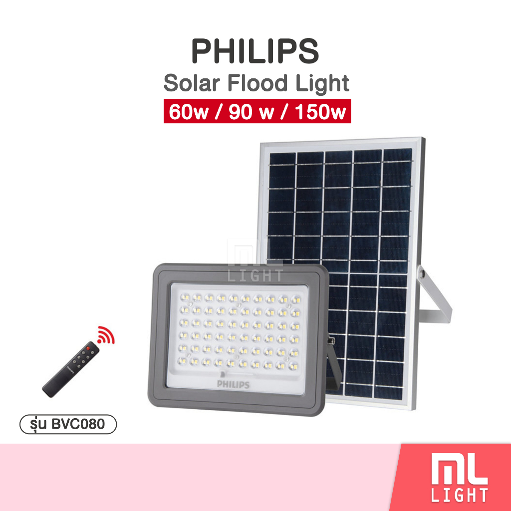 Philips สปอร์ตไลท์โซล่าเซลล์ 60W 90W 150W โคมไฟ โซล่าเซลล์ รุ่น Lighting Essential SmartBright Solar Flood Light BVC080