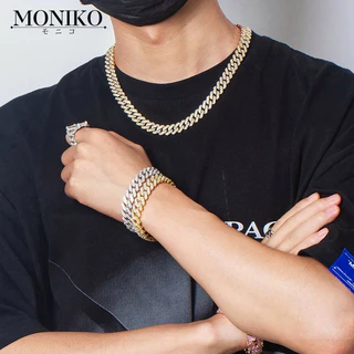 MONIKO สร้อยคอคิวบา สร้อยคอโซ่ทองคํา สไตล์ฮิปฮอป