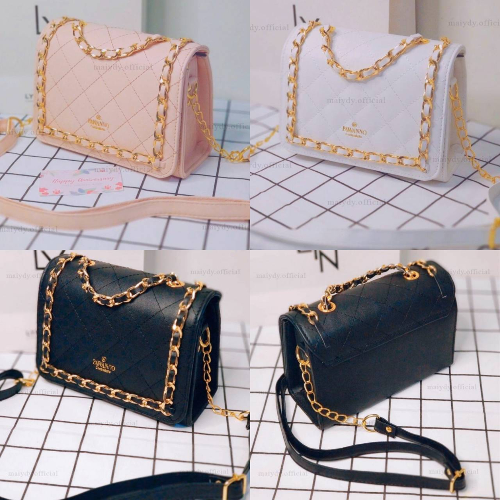 [มีของ+พร้อมส่ง] กระเป๋าแฟชั่นสะพายข้าง หน้าโซ่ Pawanno รหัสPWS01-03 งานใหม่ล่าสุด สวยมากค่ะ