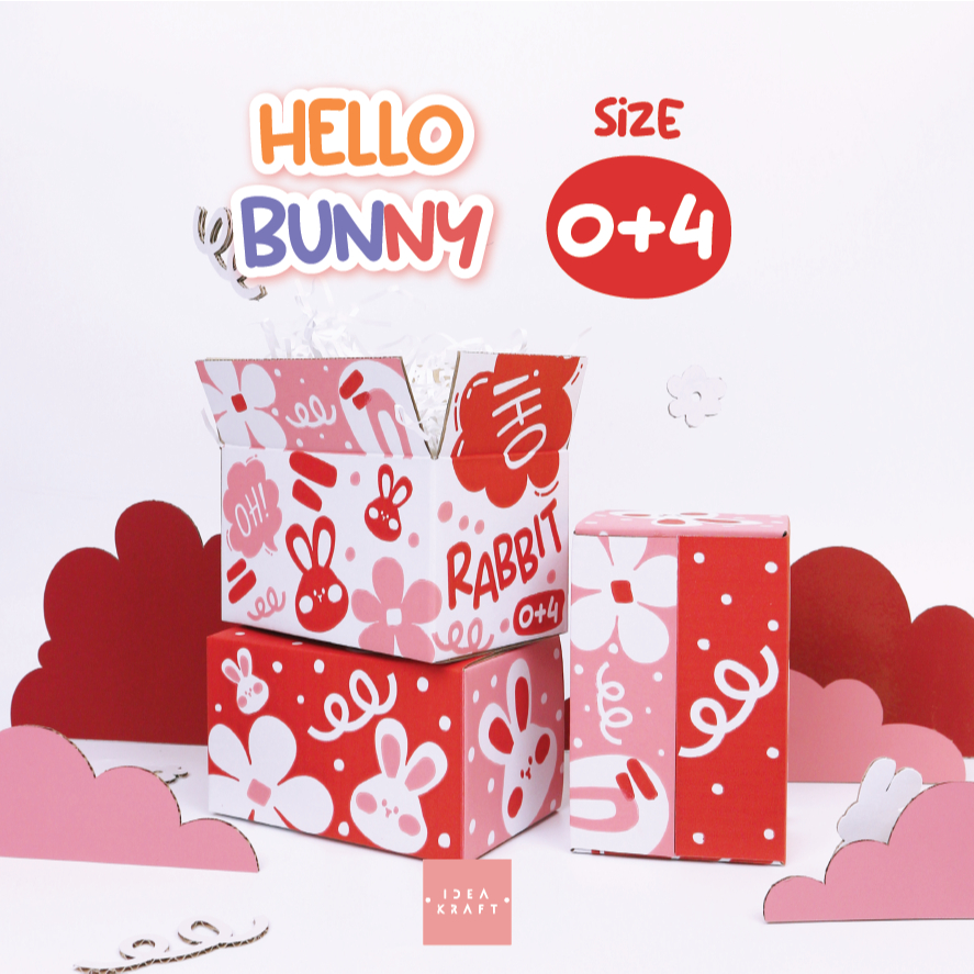 กล่องพัสดุ กล่องไปรษณีย์ กล่อง Hello Bunny Size 0+4 (20 ใบ)