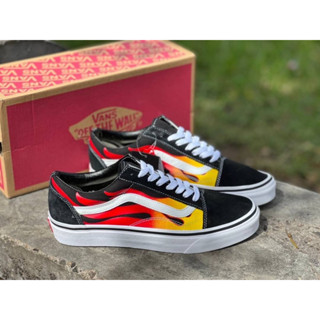 รองเท้าสลิปออน🔥Vans old ลายไฟ Size 36-45(อุปกรณ์ครบกล่อง) สินค้าถ่ายงานจริง🔥