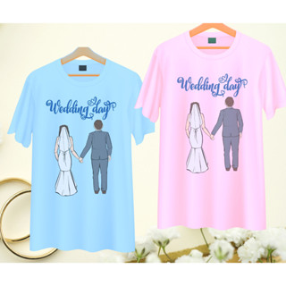 เสื้อทีมงานแต่ง เพื่อนเจ้าบ่าว เพื่อนเจ้าสาว คู่บ่าวสาว Wedding Day เนื้อผ้านุ่ม ใส่สบาย มีสี ขาว ฟ้า ชมพู