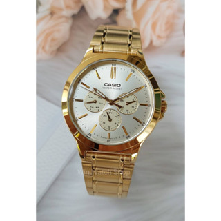 Casio Standard รุ่น MTP-V300G-9A นาฬิกาผู้ชาย สายแสตนเลสสีทอง หน้าปัดทอง - มั่นใจ ของแท้ 100% รับประกันสินค้า 1 ปีเต็ม