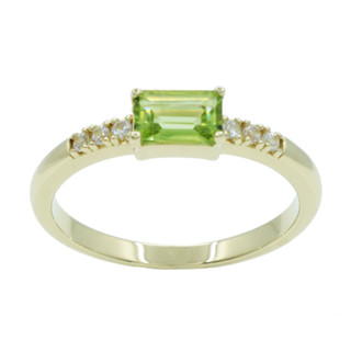 แหวนพลอยแท้ Peridot Silver 925 ชุบ Gold 18 K