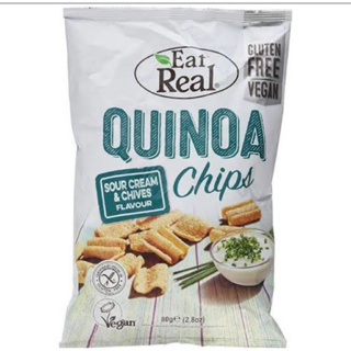 eat real quinoa chips sour cream &amp; chives 80g .vegan ขนมวีแกน ควินัวอบกรอบรสซาวครีมหัวหอม นำเข้าจากอังกฤษ🇬🇧