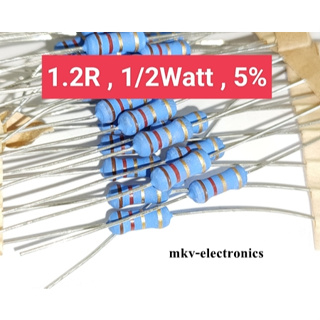 (20ตัว) 1.2R , 1.2โอห์ม , Metal Oxide Film Resistor 1/2Watt 1/2วัตต์ (รหัสสินค้า M01625)