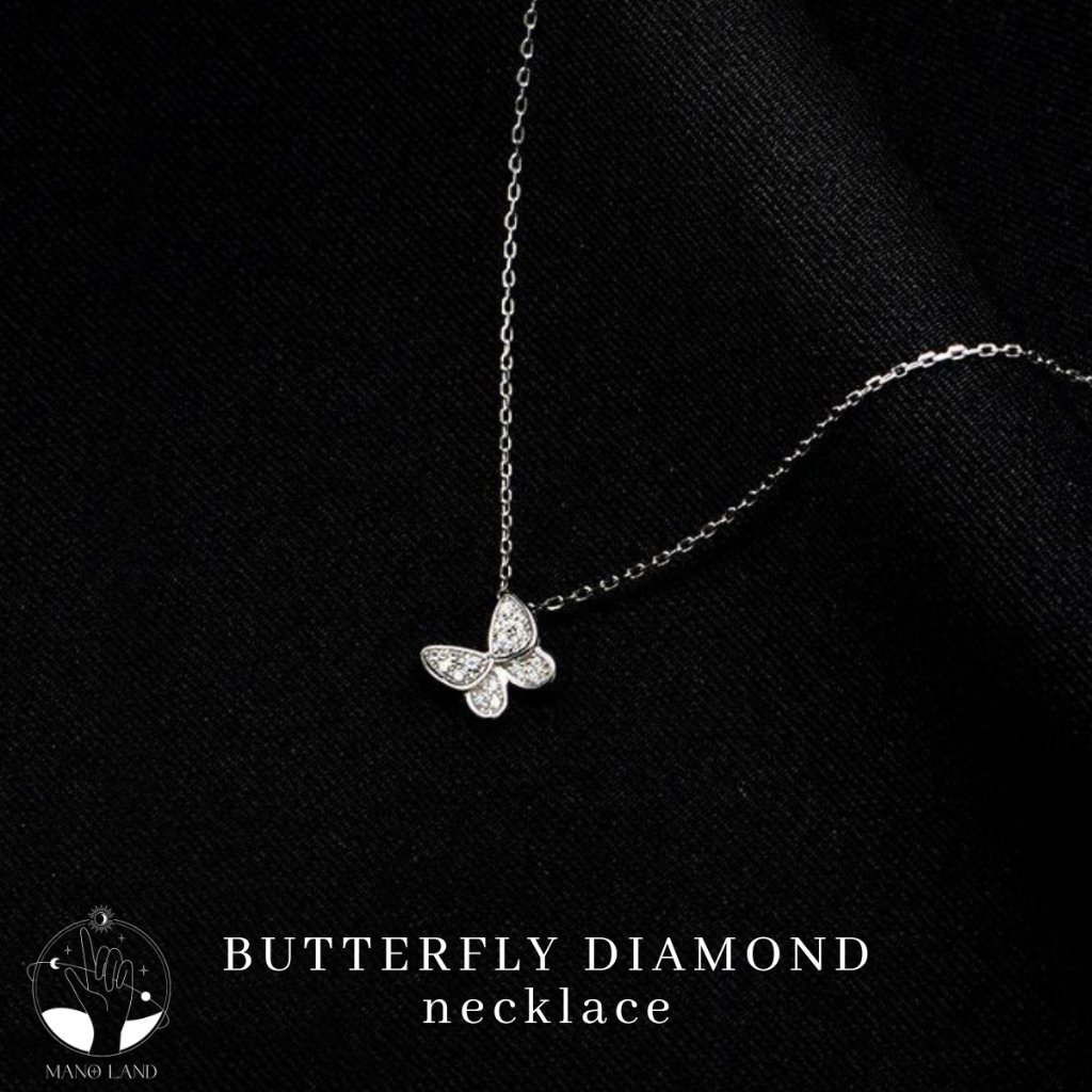 MNL💗 BUTTERFLY DIAMOND สร้อยคอเงินแท้ พร้อมจี้เพชรรูปผีเสื้อ