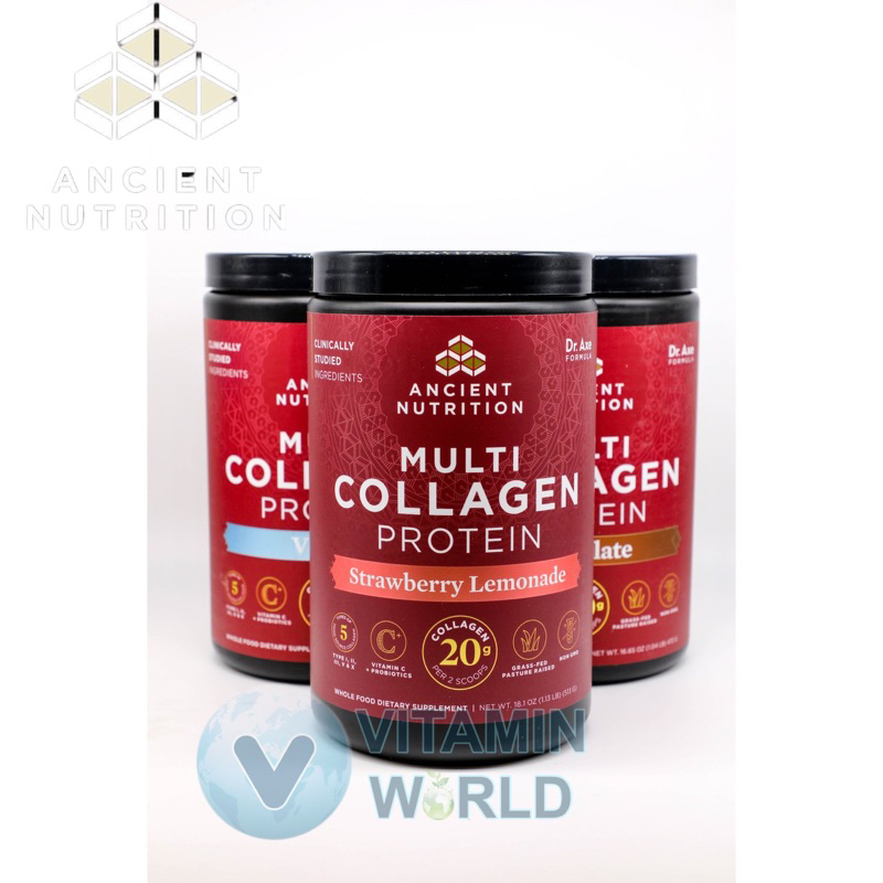 Ancient Nutrition - Multi Collagen Protein Powder - Strawberry Lemonade - 45 Servings