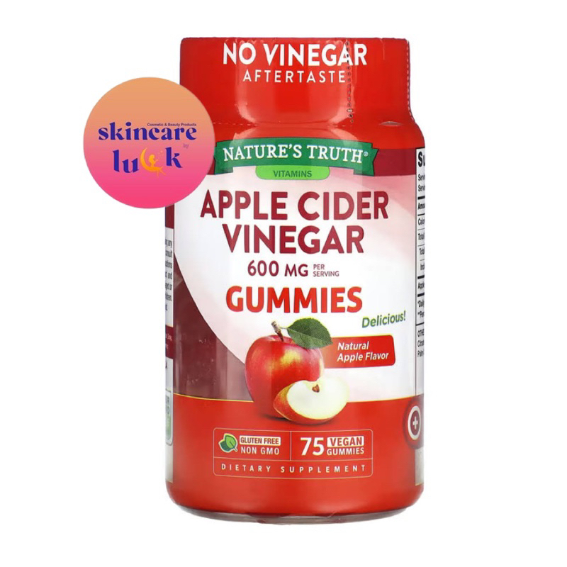 แท้/ส่งไวมาก🎁 Nature’s Truth Apple Cider 600mg Vinegar Gummies 75เม็ด กัมมี่ แอปเปิลไซเดอร์ ลดน้ำหนัก คุมหิว ขับถ่ายดี