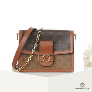 LOUIS VUITTON DAUPHINE MM BROWN MONOGRAM REVERSE CANVAS GHW MICROCHIP