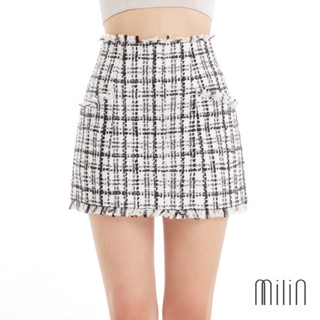 [MILIN] Interview Skirt High waisted tweed mini skirt กระโปรงสั้นเอวสูงทรงเอ