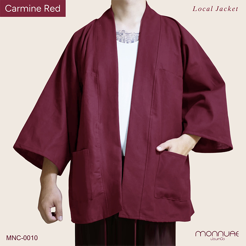 เสื้อคลุมยูกาตะสีพื้น ผ้าฝ้าย สีแดงหมู MNC-0010