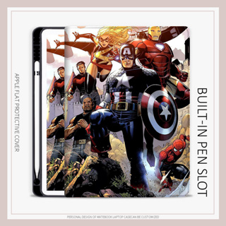 The Avengers เคสไอแพด air 1/2/3/4/5 mini 4/5/6 เคส Marvel มีถาดใส่ปากกา iPad 10.2 gen7/8/9 gen10 case iPad pro11 2022