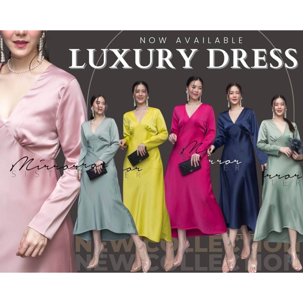 🩷🩷 MirrorSister 31015.9 เดรสทรงสวย เนื้อผ้าสวยมาก SuperPremium ลุคคุณนาย สวยหรู MaDaMe SieRRa DReSS