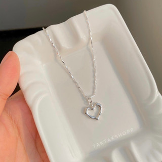 Melt heart Pendant S925 x Brick Necklace S925 | สร้อยและจี้เงินแท้92.5%