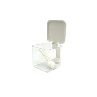 Seasoning box กล่องใส่เครื่องปรุง 500ml ฝาปิดสีขาว 9x9x9cm ST210706-17W