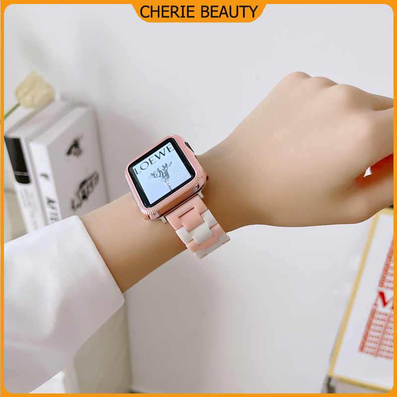 PC สายเรซิ่นสำหรับ apple watch series Ultra 8 7 6 SE 5 4 3 2 1 สายจับคู่สี 49 มม. 41 มม. 45 มม. 44 มม. 42 มม. 38 มม.40mm