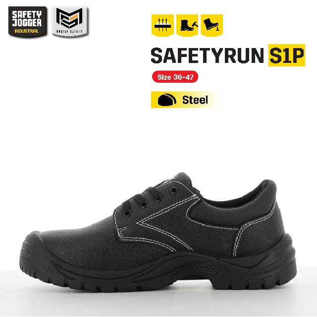 [ของแท้พร้อมส่ง] Safety Jogger รุ่น SAFETYRUN S1P รองเท้าเซฟตี้หุ้มส้น หัวเหล็ก แผ่นเหล็กกันทะลุ หนังแท้
