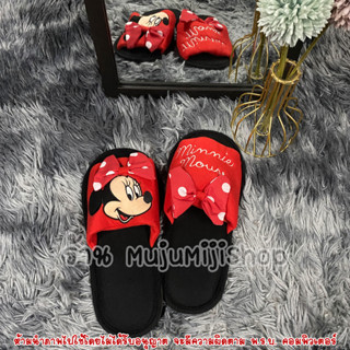 รองเท้าใส่ในบ้านมินนี้ โบว์แดง Minnie Mouse พื้นบาง [ของแท้]