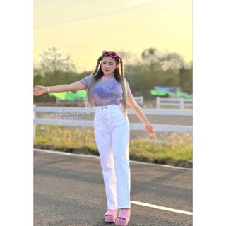 #ยีนส์ขายาว #ยีนส์สาวอวบผ้ายืดเอวสูงงง