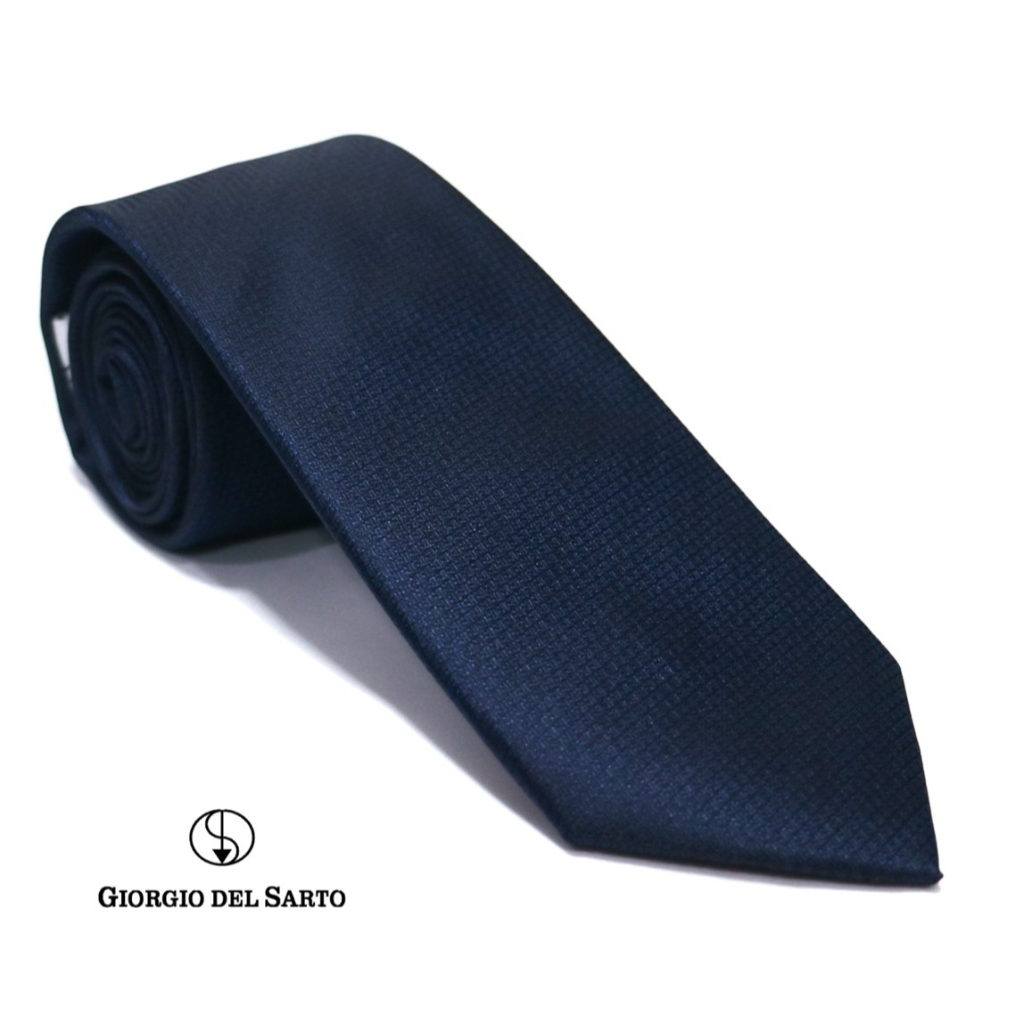 Giorgio Del Sarto Necktie 8.5 cm Navy Blue Fabric Texture เนคไทสีกรมมีเท็กเจอร์