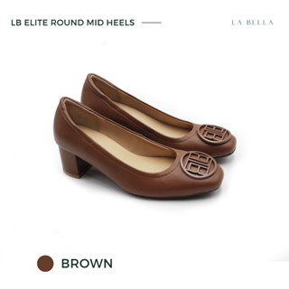 LA BELLA รุ่น LB ELITE ROUND MID HEELS - BROWN