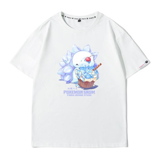 Pokémon Anime เสื้อยืดการ์ตูนอนิเมชั่นมังงะ Snom Pokémon เสื้อยืดผ้าฝ้ายพิมพ์ลาย