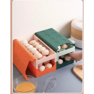 กล่องเก็บไข่สไลด์ 2 ชั้นเก็บ Egg storage box 2 layers slide