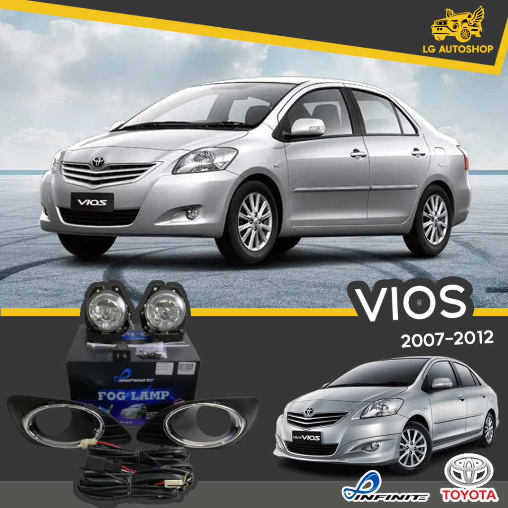 [ E-TAX ] ไฟตัดหมอก วีออส TOYOTA VIOS 2007-2012 ( ยี่ห้อ INFINITE ) ทรงห้าง พร้อมอุปกรณ์ติดตั้ง