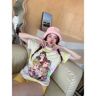 Disney princess Pastel T-Shirt เสื้อยืดมัดย้อมเจ้าหญิงดิสนีย์สีพาสเทล