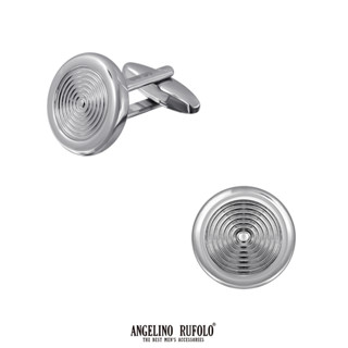 ANGELINO RUFOLO Cufflink(คัฟลิงค์) ดีไซน์ Classic กระดุมข้อมือคัฟลิ้งโรเดียมคุณภาพเยี่ยม สีเงิน