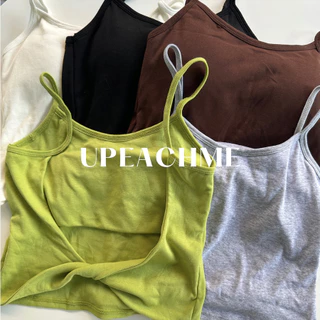 upeachme(C1,2,3) Swing Tank [อก24-40] เสื้อสายเดี่ยวไขว้หลังมีฟองน้ำในตัว เสื้อสายเดี่ยวเว้าหลังสีพื้น บราครอปไขว้หลัง