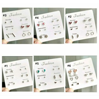 พร้อมส่ง👍everyday earrings  ตุ้มหูเล็กๆ ต่างหูน่ารักใส่ได้ทุกวัน ชุดละ6คู่ (setละ6คู่)