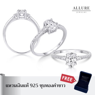 แหวนเพชรเงินแท้925 ชุบเคลือบทองคำขาว ประดับเพชร CZ Swiss Diamond เกรดพรีเมียม [ รุ่น Olivia ] Allure Jewelry #AUR069