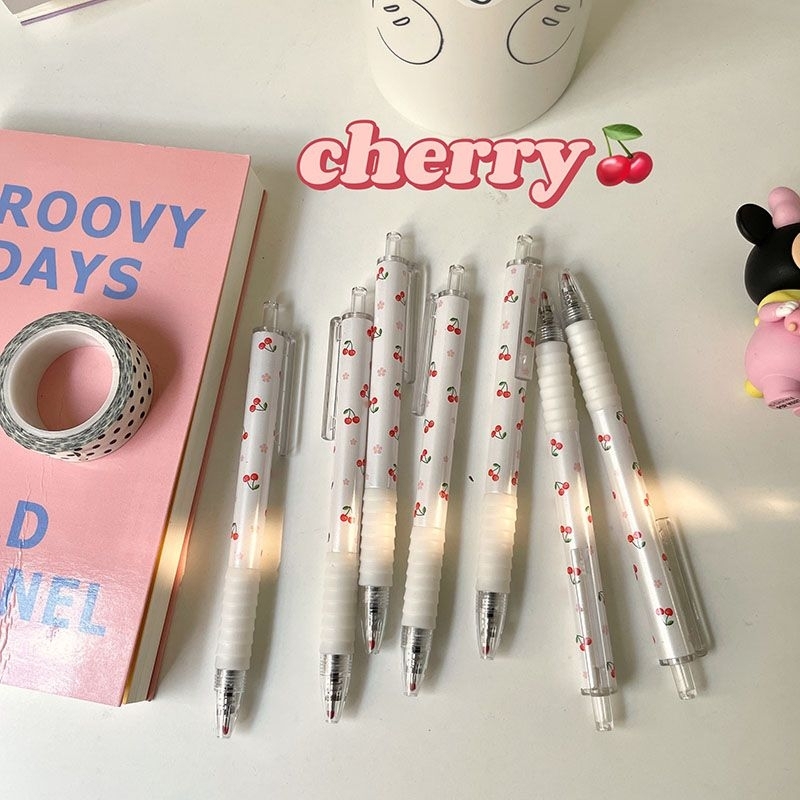 พร้อมส่ง! ปากกาเจลสีดำ ลายเชอรี่ น่ารักมาก สไตล์เกาหลี