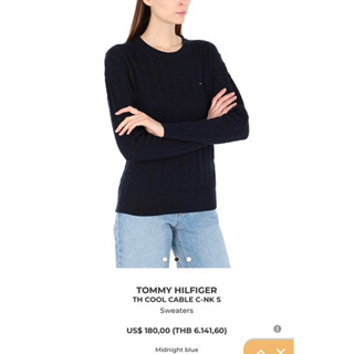 TOMMY HILFIGER TH COOL CABLE C-NK SWEATER WOMAN เสื้อสเวตเตอร์ ผู้หญิง แบบสวมศรีษะ คอกลม ทอมมี่ ฮิล ฟิกเกอร์