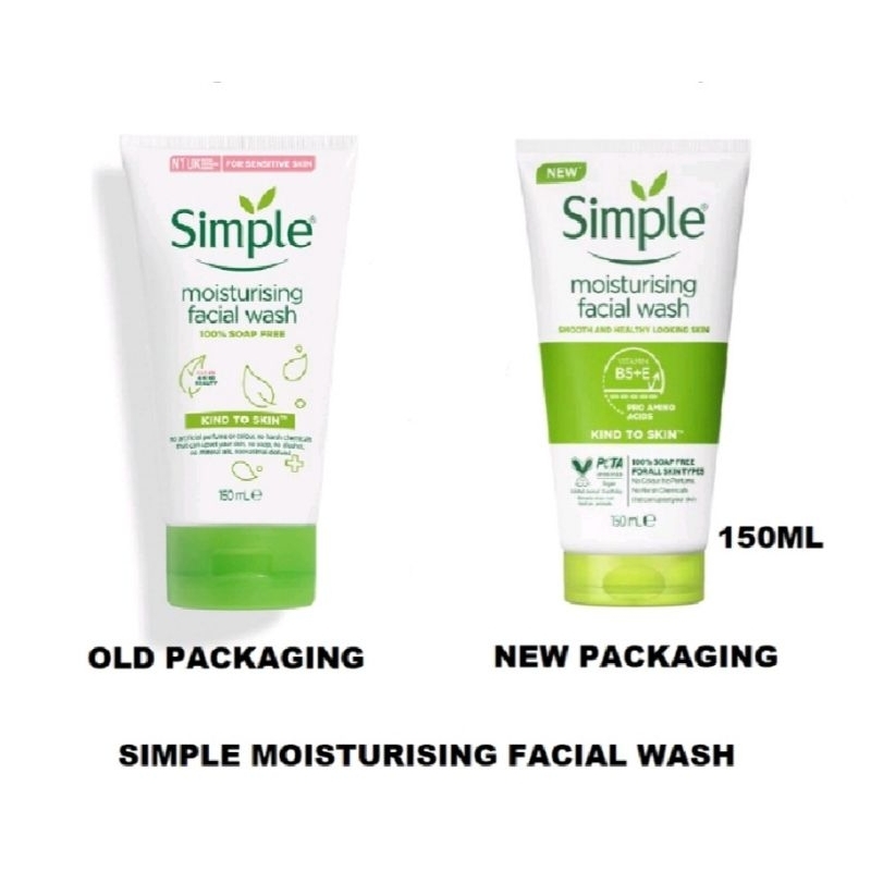 Simpleซิมเพิล มอยส์เจอร์ไรซิ่ง เฟเชียล วอช 150 มล.(W) พร้อมส่ง