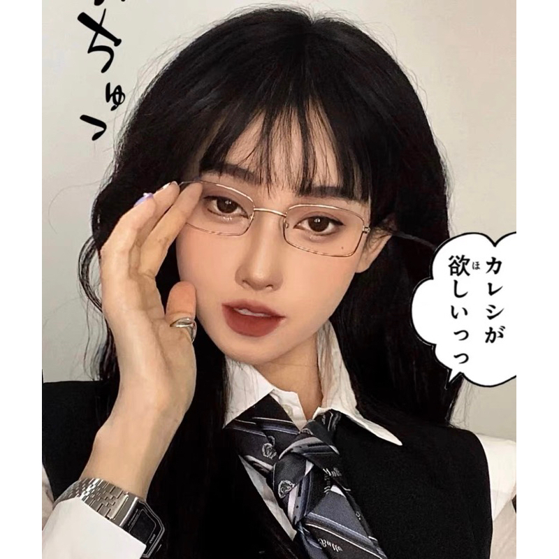 สินค้าพร้อมส่งจากไทย (V03) แว่นตาแฟชั่น นักเรียน JK Y2K สีเงิน น่ารักมาก สามารถใส่ได้ทั้งชายและหญิง
