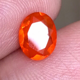 0.76ct 8x6.4mm พลอยโอปอลไฟ ดิบ เม็กซิโก Oval Natural Orange Fire Opal, Mexico