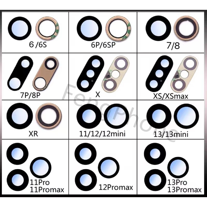 กระจกเลนส์กล้องหลัง for 12/12mini/12pro max/11/11pro/11pro max/x/xr/xs/xs max/6/6s/6p/6sp/7/8/7p/8p