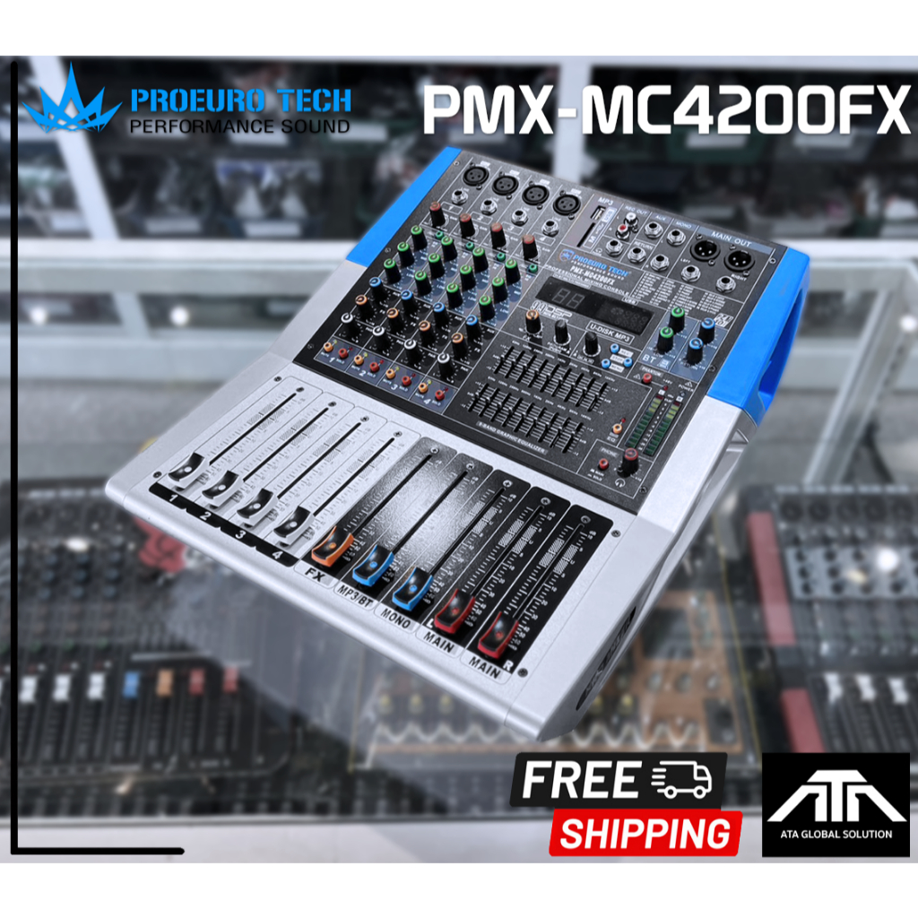 เพาเวอร์มิกเซอร์ PROEUROTECH PMX-MC4200FX  มี USB SD Card บลูทูธ MP3 USB EQ มีแอมป์ในตัว