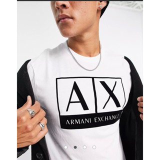 Armani Exchange box logo t-shirt in white เสื้อยืด ที-เชิ้ต คอกลม ผู้ชาย อาร์มานี่ เอ็กซ์เชนจ์