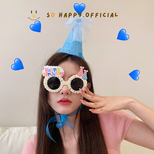 พร้อมส่ง🇹🇭 ใหม่!! แว่นวันเกิด สไตล์เกาหลี สีพาสเทล  แว่นHBD - รูปที่ 3