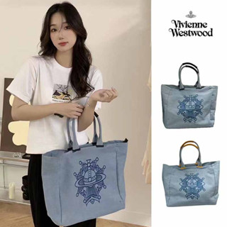 ของแท้ 100% Vivienne Westwood Tote Bags women กระเป๋าถือ กระเป๋า หญิง กระเป๋าผ้าใบ กระเป๋าสะพาย การจัดส่งไทย