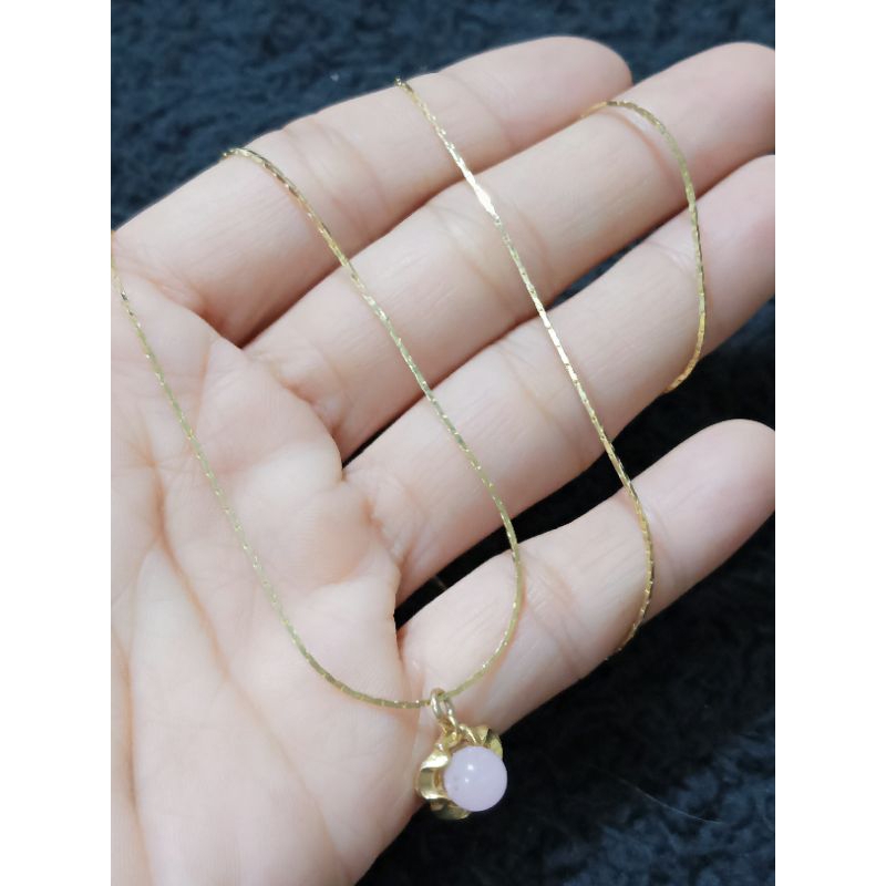 สร้อยคอหุ้มทองkปั๊ม18kgfประดีบจี้หิน