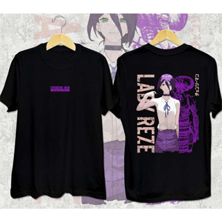 Chainsaw Man - Reze เสื้ออนิเมะ ฝ้าย เสื้อยืดแขนสั้น เสื้อยืดขาวดำ